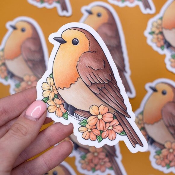3 for $15 - Robin Bird Sticker - Waterproof Vinyl Nature Deal - Decorating - Picture 3 of 6